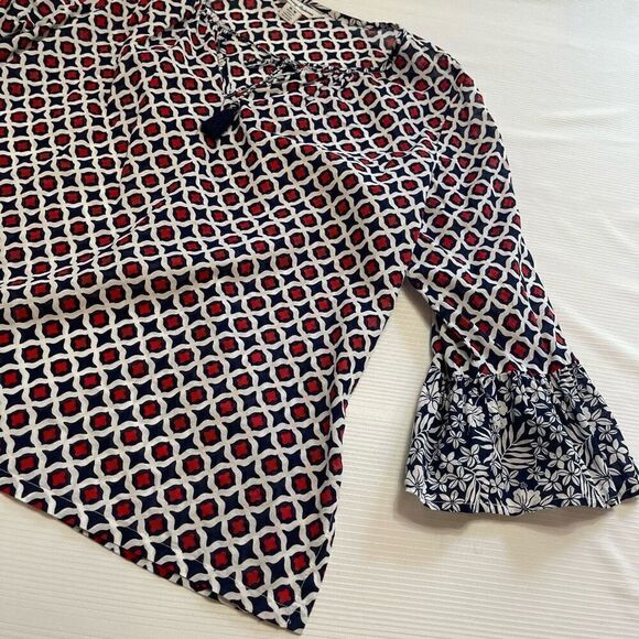 Tommy Bahama Red White Blue Cotton Tunic Top Size Medium - Picture 2 of 13